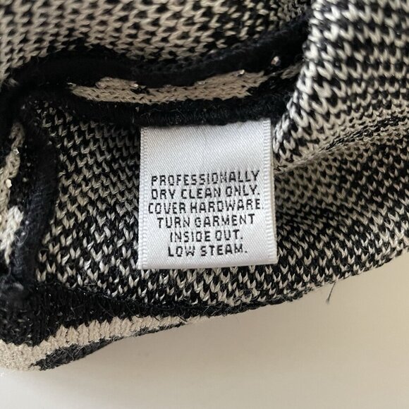 ST JOHN Evening Santana Knit Cocktail Dress Metallic Shimmer Studs Black White 4 - Picture 10 of 16